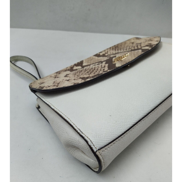 Coach White Leather Snakeskin Detail Credit Card Zipper Closure Clutch - Picture 8 of 15
